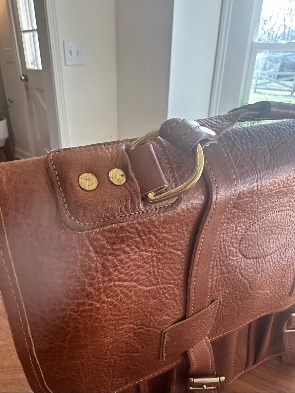Orvis Chestnut Brown Leather Briefcase with Brass Hardware